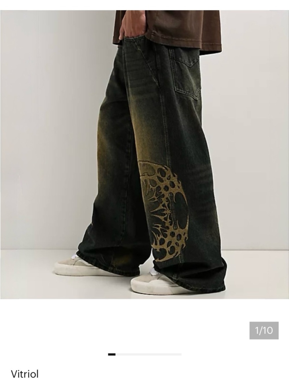 Vitriol Respawn Embroidered Blue Wash Ultra Wide Jeans